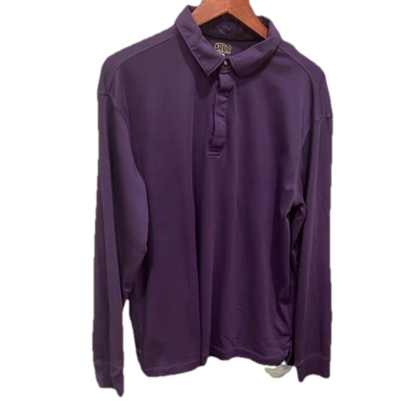 Blue by Pronto Uomo L purple long sleeve Pima cotton button up polo shirt - Picture 1 of 5